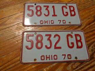 1970 Ohio License Plate 5831/5832 Gb Pair,  Cutlass,  Oldsmobile,  Hurst Olds W30