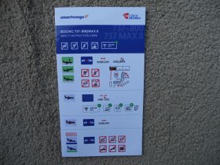 Smart Wings Czech Airlines Boeing 737 800 Max 8 Airline Safety Card