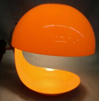 Vintage Retro Atomic Mushroom Spherical Burman Co.  Orange Table Lamp Light @1974