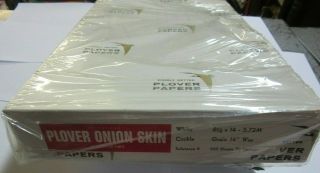Vtg Nos 500 Ream/box Plover Onion Skin Paper White Cockle 8 1/2 " X 14 "