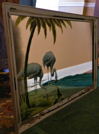 Vintage Turner Flamingo Mirror W/ Frame Mid Century 22.  1/2 " X 22 1/2 " -