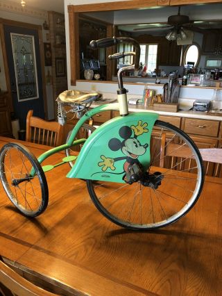 1934 Mickey Mouse Velocipede Tricycle Colson Made For Walt Disney (1 Yr Only)