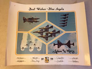 Vintage 1979 Autographed Blue Angels Poster 20 X 16 "