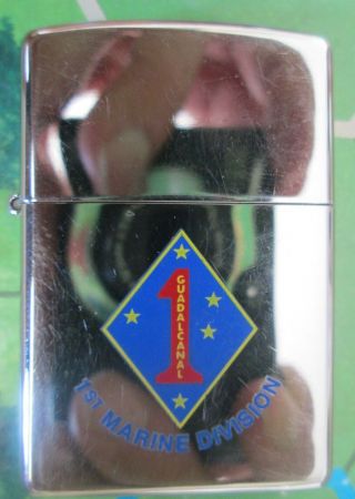 Zippo Lighter 1st Marine Division / Guadalcanal Usmc Us Usa Military