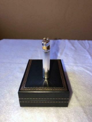 DUNHILL UNIQUE LIGHTER SILVER WITH BLACK LACQUERED PANELS Contition 5