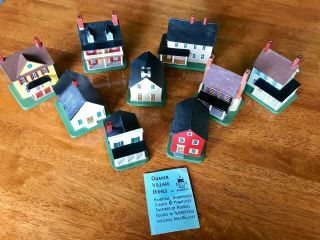 Vintage Handmade Model Houses X 9 Of Quaker Hill Village Waterford Ct Signed 4 "