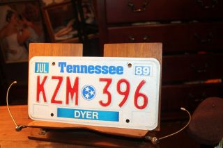 1989 Tennessee License Plate Dyer County Kzm 396