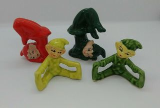4 Vintage Gilner Ceramic Elf Pixie Figurines