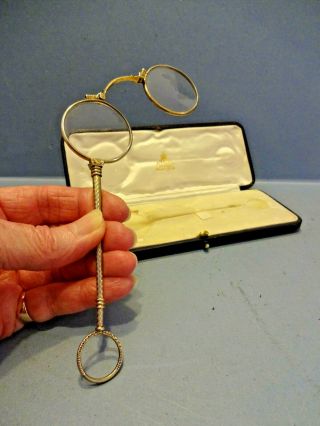 " J,  C,  Vickery " London,  Silver Lorgnette Glasses,  Box,  C 1910 - 20.