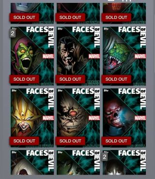Topps Marvel Collect Digital Faces Of Evil Static All Current Cards,  Award