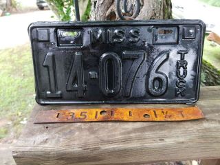 Vintage Rustic 1935 Mississippi Truck License Plate 14▪︎076 With 35 Tab