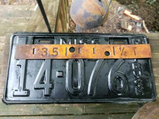 VINTAGE RUSTIC 1935 MISSISSIPPI TRUCK LICENSE PLATE 14▪︎076 with 35 TAB 3