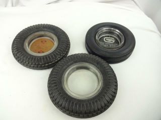 Vintage Tire Ashtrays (3) - General Tire Dual S90 - Seiberling All Tread (2)