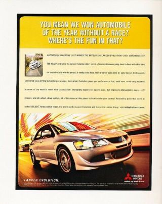 2004 Mitsubishi Lancer Evolution Advertisement Print Art Car Ad K64