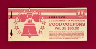 Usda Food Stamp Coupon Booklet $65.  00 Complete - (6 X $10.  00) & (5 X $1.  00)