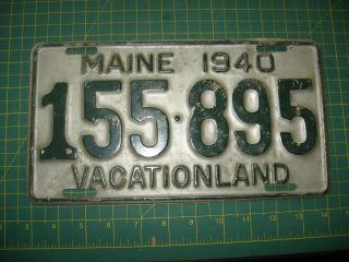 Vintage 1940 License Plate Antique Old Early Maine United States Nr