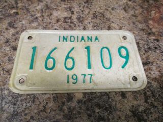 1977 Indiana Motorcycle License Plate 166109 Fast /