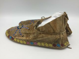 1880 ' s Native American Plains CROW Indian Hide Beaded Moccasins 6