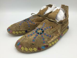 1880 ' s Native American Plains CROW Indian Hide Beaded Moccasins 7