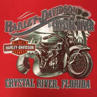 Harley Davidson T Shirt Mens Xl Red Crystal River Florida Short Sleeve Biker