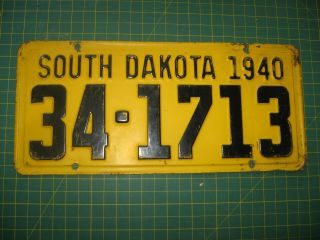 Vintage 1940 License Plate Antique Old Early South Dakota United States Nr