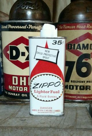 Vintage 1960`s Zippo 5 Ounce 35 Cent Lighter Fluid Oil Tin Can Empty