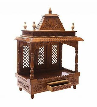 Handmade Wooden Mandir Pooja Temple In Sheesham Wood For Home And Office