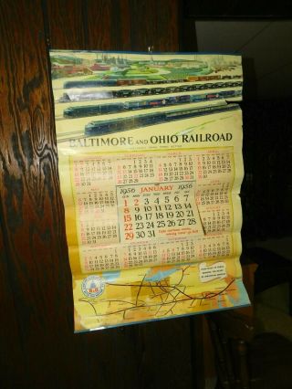 Large 31 " X 21 " 1956 Baltimore & Ohio Railroad Calendar Fine ( (complete))