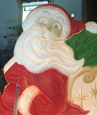 Grand Venture Large Christmas Blow Mold Santa Claus Sleigh & Reindeer Read 5