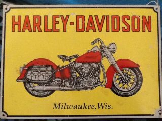 Harley Davidson Motor Company Milwaukee Wisconsin Porcelain Sign