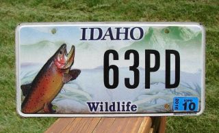 Idaho Wildlife Trout License Plate Fish 63pd