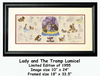 Disney’s Lady And The Tramp Limited Ed.  Movie Cel Lumicel /1955 W/coa.