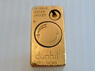 DUNHILL 14K GOLD JACKET ROLLAGAS LIGHTER,  POUCH,  BOX,  & FLINT FOLDER 5
