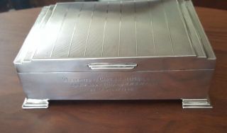 Art Deco Sterling Cigarette Box - Ww2 Cpt Jh Allison Dso Rn On H.  M.  S.  Myngs 1946