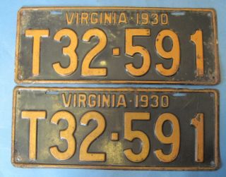 Scarce 1930 Virginia Truck License Plates Matched Pair
