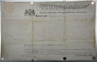 1817 Pennsylvania Vellum Indenture Land Patent Warrant Deed John Cochran