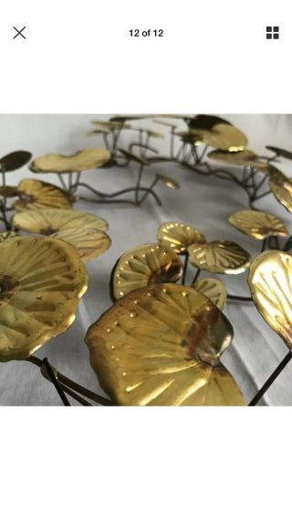 Vintage Mid Century :: Brass Copper " Lilly Pad " :: Floating Wall Sculpture