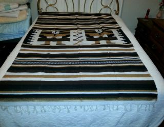 Hand Woven Two Man Wool Rug Blanket Native American Indian 48 " X 80 "