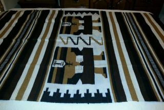 Hand Woven TWO MAN Wool Rug Blanket Native American Indian 48 
