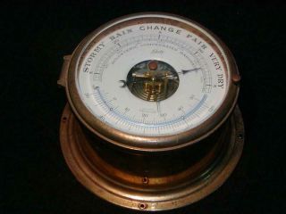 Vintage Schatz Marine Barometer With Thermometer,  Brass,  Wall Mount