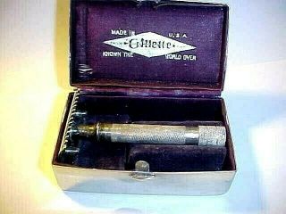 Gillette 1908 Single Ring Open Comb De Safety Razor Sliver (sn ?688404) W/case