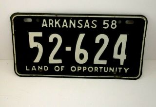 1958 Arkansas License Plate Tag Car Automobile Estate Find 56 - 624 Quick Ship