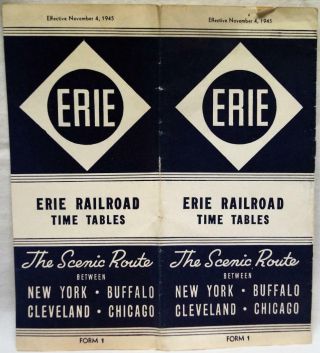 Erie Railroad Timtable Brochure Guide 4 November 1945 Vintage Train Travel
