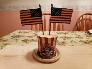 Bethany Lowe - Patriotic Top Hat With Flag Figure - Pre - Owned - Condtion.  Retir