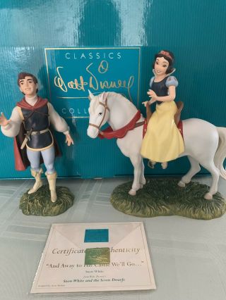 WDCC Snow White on horse and Prince Away to His Castle With 7