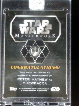 2016 Topps Star Wars Masterwork Peter Mayhew as Chewbacca Auto SP Canvas /25 2