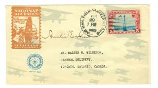Pilot Amelia Earhart Signed Cover 1929 Cleveland National Air Races,  Rotary Day