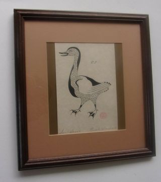 Signed Alaskan Print - Eskimo Artist Enook Manomie " Snow Goose " Framed