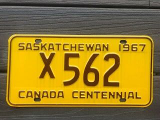 1967 Saskatchewan Canada License Plate Government Vehicle