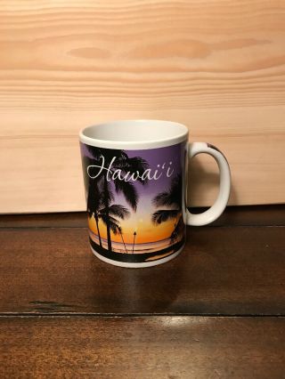 Mug Cup Coffee Travel Souvenir Sunset Hawaii 2009 Treasures Of Aloha Trees Beach
